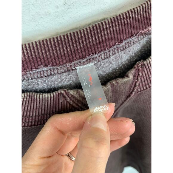 Free People Women's French Terry Crew Neck Pullover Sweatshirt Mocha Size M - Picture 6 of 8